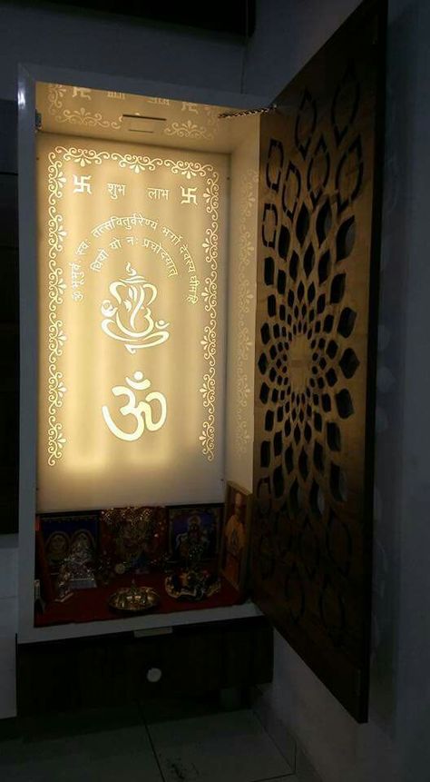 Mandir Design Puja Room Pvc, Mandir Background Design Cnc, Pooja Room Background Design, Mandir Background Design, Mandir Background, Pooja Room Ideas Indian, Lcd Unit Design, House Temple, Lcd Unit