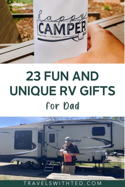 Looking for the perfect Father’s Day or birthday gift for your RV camping dad? Look no further, we have 23 fun and unique RV gifts for dad. Keep reading to find the perfect gift for your father or grandfather who loves RV camping. Rv Gift Ideas, Camping Fathers Day Gifts, Christmas Gifts For Dad 2022, Gifts For Rv Owners, Rv Gifts, Rv Camping Memes Funny, Must Have Gadgets, Papa Gifts, Presents For Women