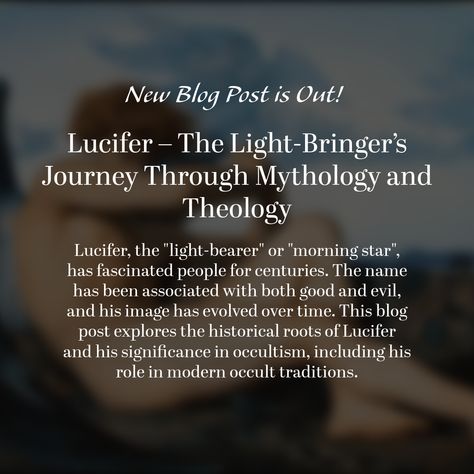 Lucifer, the "light-bearer" or "morning star", has fascinated people for centuries. The name has been associated with both good and evil, and his image has evolved over time. Light Bearer, Ritual Magic, Aleister Crowley, Personal Empowerment, Christian Theology, Ancient Mythology, Fall From Grace, Hope Symbol, Spiritual Enlightenment