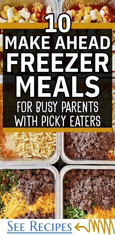 10 Make Ahead Freezer Meals For Parents With Picky Eaters from Best Make Ahead Casseroles To Freeze Plus Freezer Meal Prep Shortcuts I've Learned Crockpot Recipes Make Ahead, Freezer Meals For Big Family, Prep Meals For The Week Dinners, Picky Eater Freezer Meals, Make Ahead Beef Meals, Best Casseroles To Freeze, Premade Freezer Meals Dinners, Freeze Ahead Casseroles, Meal Prep Ideas For Picky Eaters