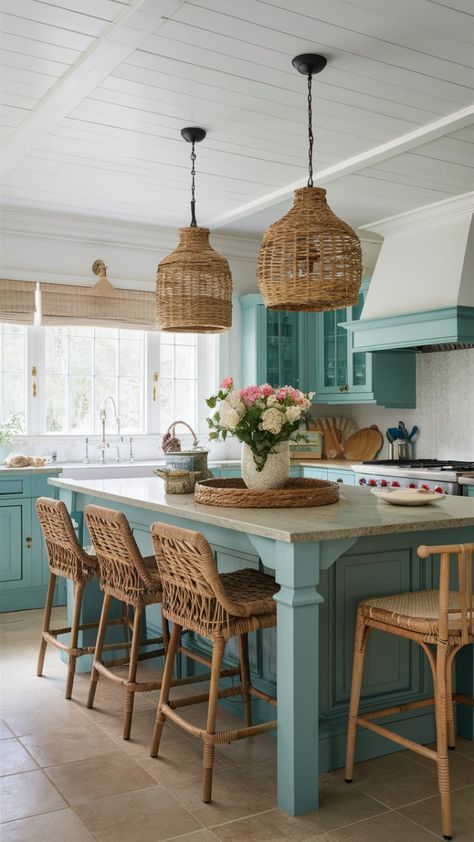 Ocean Kitchen Theme, Island Decor Ideas, Ocean Kitchen, Unique Kitchen Island, Kitchen Island Decor Ideas, Centerpieces Rustic, Coastal Kitchen Decor, Kitchen Theme, Rustic Minimalist