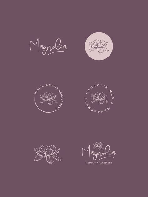 Magnolia Logo Design, Logo Variations Branding, Magnolia Branding, Magnolia Logo, Logo Variations, Management Logo, Inspiration Logo Design, Graphisches Design, Logo Floral