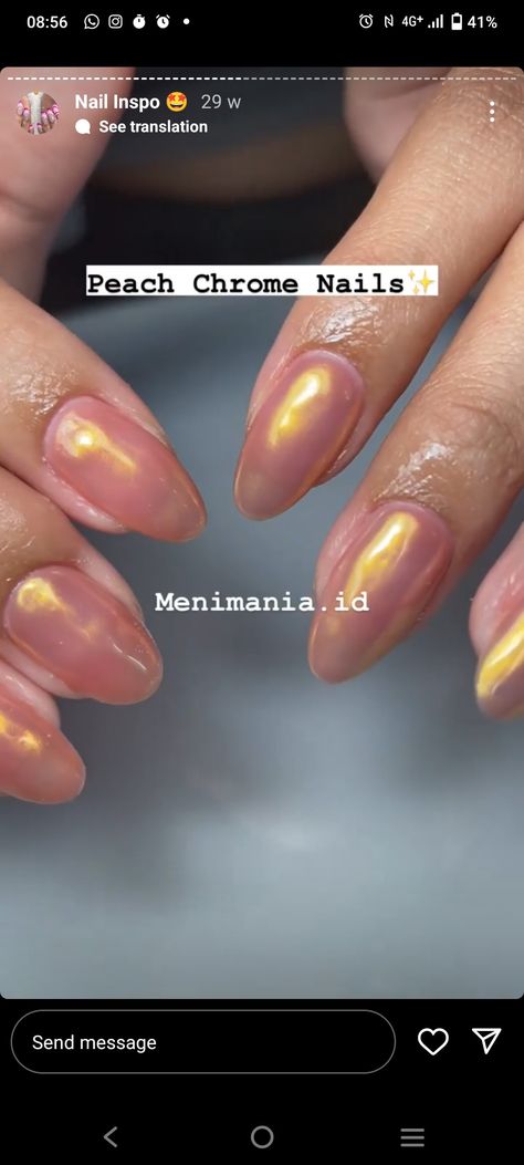 Peachy Gold Nails, Peach Pearl Nails, Peach Shimmer Nails, Orange Pearl Nails, Peach Fuzz Nails, Peach Chrome Nails, Coral Chrome Nails, Sorbet Nails, Peachy Nails