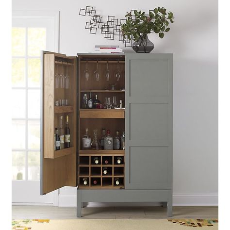 Crate Bar, Armoire Bar, Home Bar Cabinet, Crate Diy, Basement Bar Designs, Grey Bar, Bar In Casa, Bar Cabinets, Built In Bar