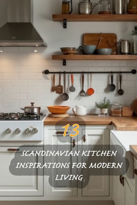 I’m obsessed with the simplicity and functionality of Scandinavian kitchens! This design perfectly blends natural materials with modern elements, making it both cozy and stylish. From the open shelving that showcases beautiful kitchenware to the warm wooden countertops, every detail invites a sense of calm. If you're looking to create a serene cooking space, these inspirations are a must-see! Scandinavian Kitchen Accessories, Traditional Scandinavian Interior, Japandi Dining Room, Warm Inviting Home, Organic Modern Kitchen, Beautiful Kitchenware, Scandinavian Kitchens, Scandinavian Kitchen Design, Wooden Countertops