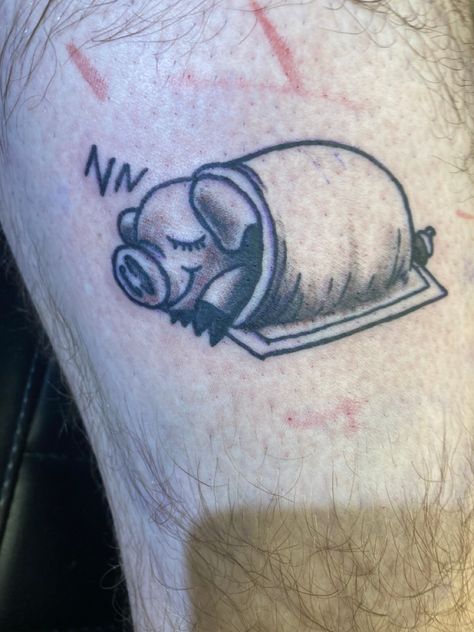 Pun Tattoos Funny, Pun Tattoo, Blanket Tattoo, Pig In A Blanket, 2024 Tattoo, Pigs In A Blanket, Leg Sleeve, Leg Sleeves, Body Mods