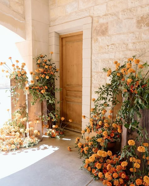 Stepping into a new chapter surrounded by the vibrant warmth of marigolds. 🌼✨ A moment paused in timeless grace. Host: @styledshootsacrossamerica Planning: @heatherbengeofficial Assistant Planners: @alexiawoolumssaa @amodernfete @lacedwithgraceinfo @akbrides Venue: @sunstonewinery @sunstonevilla Hair & Makeup: @sunkissedandmadeup Bridal Accessories: @janicetan_co Gown: @styled.gowns Men’s Wear: @friartux Floral Design: @kekoafloraleventstyling Students of @intrigue_designs workshop Floral... Marigold And Eucalyptus, Marigold And Mustard Wedding, Marigold Floral Arrangement, Marigold Arch, Marigold Flower Wedding, Marigold Centerpiece, Marigold Wedding Flowers, Marigold Backdrop, Marigold Flower Decoration