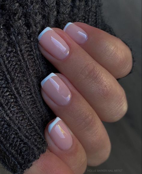 Short Sqovalnails French, Shellac Nail Designs Short, Clear French Manicure, Basic French Nails, Ongles Gel French, Gel Nails French, Opi Gel Nails, French Manicure Nails, Simple Gel Nails