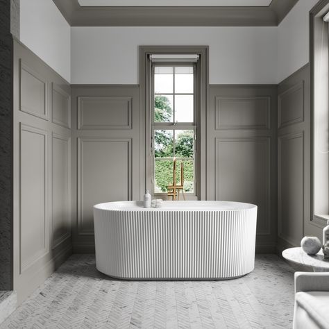 Lusso Light Tresor Freestanding Bath 1500mm - LUSSO Fluted Bath, Modern Traditional Bathroom, Curve Building, Built In Bath, Traditional Bathrooms, Bath Mixer Taps, Bath Shower Mixer Taps, Stone Bathroom, Floor Bathroom