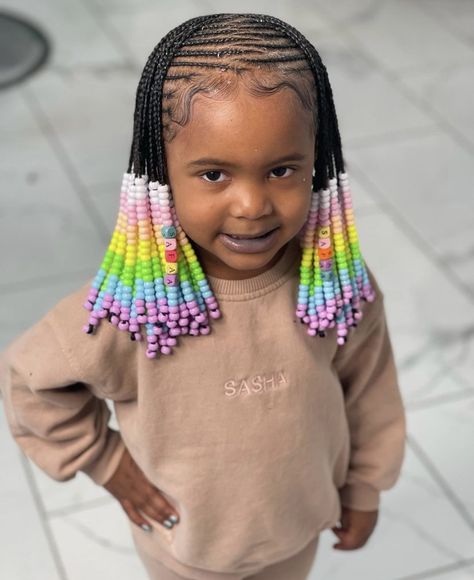 Hairstyles With Beads For Kids, Plat Hairstyles, Kids Braided Hairstyles With Beads, Braided Hairstyles With Beads, Hairstyles With Beads, Daughter Hairstyles, Toddler Braided Hairstyles, Black Kids Braids Hairstyles, Kids Hairstyle