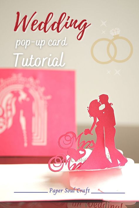 This is a Wedding pop up card tutorial video on how to make 3D wedding pop up card DIY. To make this card, you just need to prepare some simple tools and materials including: Cricut machine, Cardstocks, Double-sided tape, Glue and Digital template of the card | #papersoul #papersoulcraft #tutorialvideo #popuptutorial #weddingpopupdiy #homemade #handmade #papercraft #cardmaking 3d Cards Diy, Pop Up Card Tutorial, Aarti Thali, Pop Up Christmas Cards, Diy Pop Up Cards, Pop Up Invitation, Pop Up Card Templates, Cricut Wedding, Holiday Pops