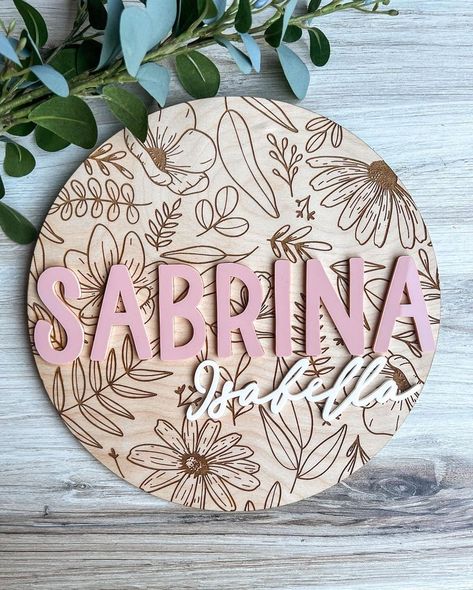 Gifts To Make With Laser Engraver, Laser Name Sign, Laser Engraved Baby Gifts, Laser Engraved Signs, X Tool Projects, Baby Signs Wooden, Laser Engraving Projects, Xtool M1 Project Ideas, Laser Cut Gift Ideas