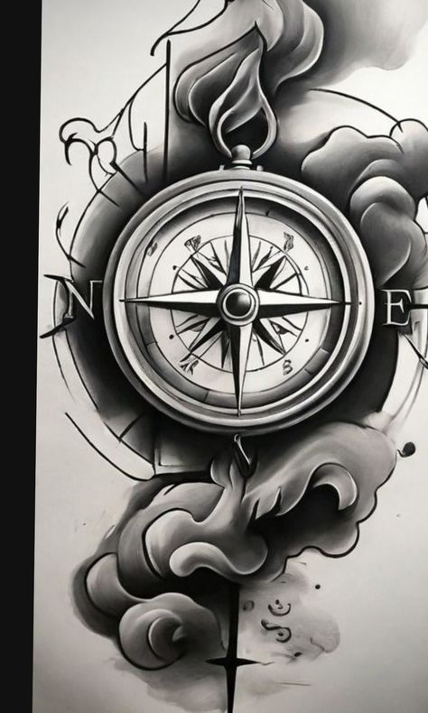 Traditional Filipino Tattoo, Tattooed Couples Photography, King Crown Tattoo, Thor Tattoo, Compass Tattoo Men, Watch Locket, Photoshop Hair, Compass Tattoo Design, Clock Tattoo Design