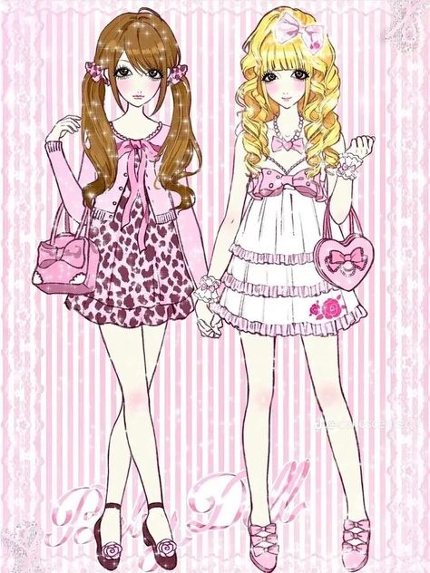 Gyaru Hime Outfits, Hime Gyaru Drawing, Gyaru Pink Outfit, Hime Gyaru Art, Gyaru Girl Drawing, Gyaru Art Drawing, Gyaru Himegal, Dolly Drawings, Gyaru Reference