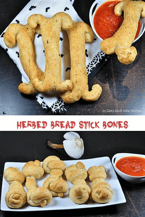 Delicious easy herbed bread stick bones made from scratch. Easy appetizer goes well with marinara sauce.  #breadsticks #Halloween #recipes #breadstickbones Do To List, Herbed Bread, September Recipes, Bread Stick, Gluten Free Puff Pastry, Halloween Food Appetizers, Fantastic Recipes, Bread Sticks, Sugar Donut