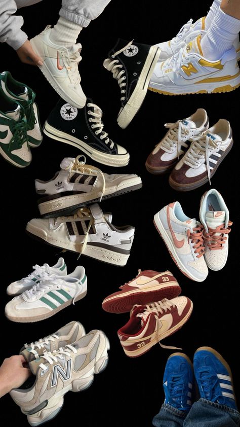 #sneakers #sneakersaddict #vintage Aesthetic Sneakers Wallpaper, Sneakers Aesthetic Wallpaper, Shoes Collage, Old Sneakers, Sneakers Aesthetic, Sneakers Wallpaper, Dream Things, Retro Sport, Portfolio Inspiration