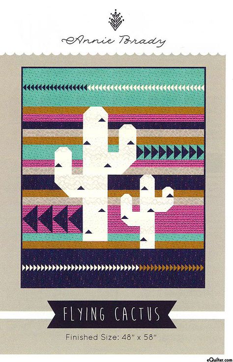 Flying Cactus - Quilt Pattern by Annie Brady Cactus Quilt Pattern, Cactus Quilt, Southwestern Quilts, Southwest Quilts, Tree Quilts, Hanging Quilts, Indian Quilt, Spring Quilts, Crochet Quilt