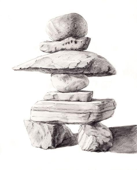 Inukshuk Drawing Inukshuk Tattoo, Rock Balance, Rock Stacking, Rock Balancing, Dad Drawing, Stone Balancing, Drawing Rocks, Stone Tattoo, See Tattoo