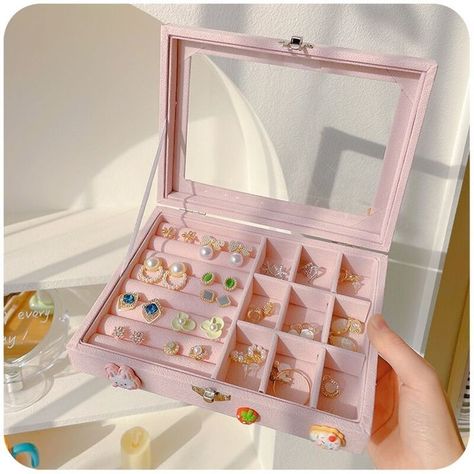 Jewellry Box, Jewelry Storage Solutions, Pink Jewelry Box, Functional Jewelry, Bracelet Organizer, Jewelry Display Box, Korean Jewelry, Jewelry Safe, Jewelry Organizer Box