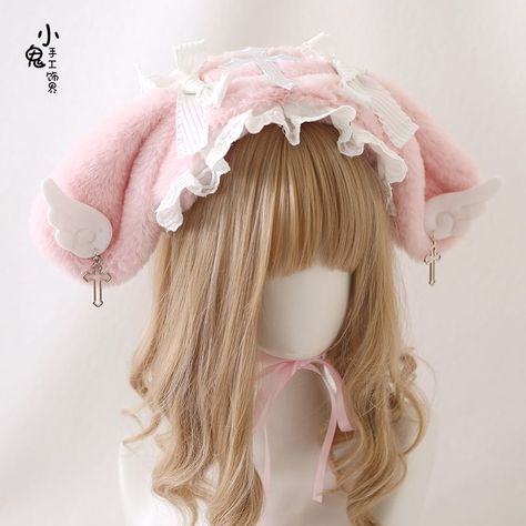 Kawaii Hats, Cross Decor, Plush Hat, Anime Lingerie, Ordinary Life, Kawaii Dress, Crosses Decor, Maid Dress, Rabbit Ears