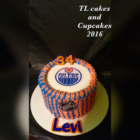 Edmonton Oilers cake Edmonton Oilers Cake Birthday, Edmonton Oilers Cake, Oilers Cake, Dream Catcher Cake, 50th Birthday Cakes For Men, Hockey Cakes, Birthday Party Snacks, 50th Birthday Cake, Birthday Cakes For Men