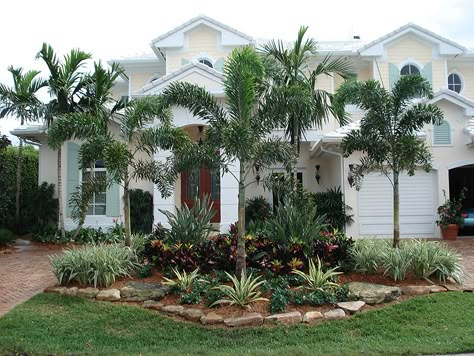 Tropical Garden Design Landscaping Front Yards, South Florida Landscaping Ideas Entryway, Florida Succulent Landscaping, Key West Landscape Ideas, Small Front Yard Landscaping Florida, Fl Landscaping Front Yards, Simple Florida Landscaping Front Yard, South Florida Landscape Ideas Front Yard, Florida Curb Appeal