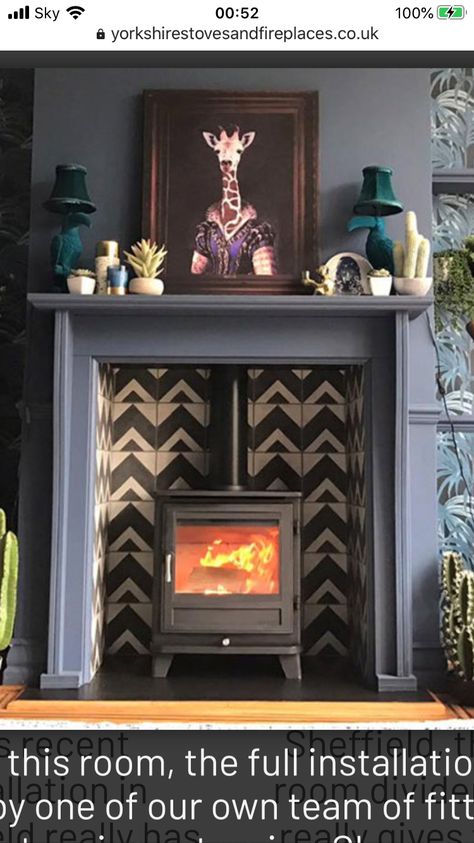 Victoria Fireplace, Wood Burner Fireplace Ideas, Tiled Fireplace Ideas, Electric Stove Fireplace, Electric Log Burner, Log Burner Fireplace, Wood Stove Hearth, Wood Burner Fireplace, Log Burner Living Room