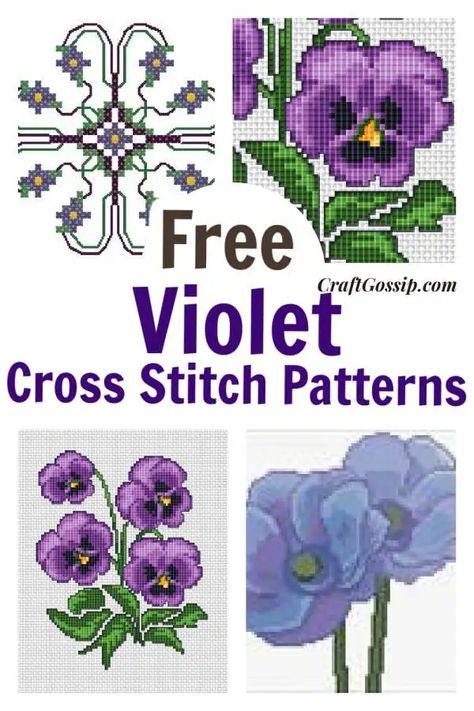 Hang on to Summer with these Pretty Purple Violets to Stitch –  #crossstitchpatterns #cross-stitchpatterns #violetcrossstitchpattern #freecrossstitchpatterns  #crossstitchcharts Cross-Stitch Free Flower Cross Stitch Patterns, Violet Cross Stitch Pattern, Violet Cross Stitch, Cross Stitch Tattoo, Pretty Cross Stitch, Free Cross Stitch Designs, Patterns Flowers, Pumpkin Spice Everything, Cross Stitch Patterns Flowers