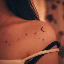 Best Star Tattoos For Women, Star Tattoos For Women, Light Design Ideas, Best Star Tattoos, Simple Tattoo With Meaning, Sky Tattoos, Bookish Tattoos, Moon Tattoos, Moon Tattoo Designs