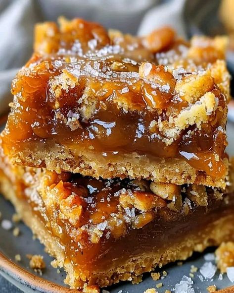 kyle & MisTie knight | 🤤🧡 Gooey Salted Caramel Butter Bars | Facebook Salted Caramel Butter Bars, Caramel Butter Bars, Butter Bars Recipe, Caramel Butter, Fudge Cake Recipe, Nigella Lawson Recipes, Colorful Desserts, Butter Cake Recipe, Butter Bars