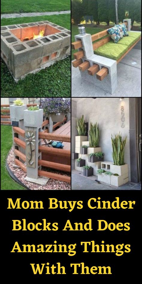 Cinderblock Planter, Cinder Block Shelves, Cinder Blocks Diy, Cinder Block Furniture, Cinder Block Fire Pit, Cinder Block Bench, Painted Concrete Steps, Painting Front Porch, Cinder Block Garden