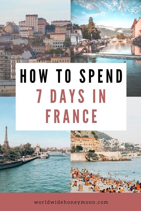 If you're wondering how to spend 7 days in France, look no further. We have the perfect France itinerary in 7 days including exciting cities, a visit to the beach and mountains, and the best city for food! In just a week in France, you'll discover all the highlights this country has to offer.  #france #paris #lyon #visitparis #travelparis #travelfrance #francetravel #nice #nicefrance #annecy #parisfrance #annecyfrance #loirevalley #loirevalleyfrance #lyonfrance #provence #franceitinerary France Travel Itinerary 1 Week, France Itenary, 1 Week In Paris, France Italy Itinerary, France Itinerary One Week, France Tourist Attractions, France Itinerary 10 Days, Paris Itinerary Week, 1 Week In Europe