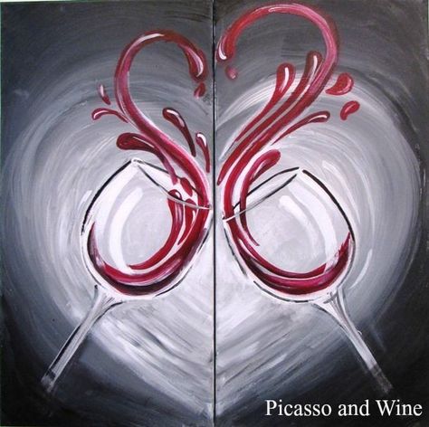 Paint And Sip Ideas For Couples At Home, Paint And Sip Valentines Ideas, Acrylic Love Painting Ideas, Wine And Paint Date Night At Home, His And Hers Paintings, Sip And Paint Couples Ideas, Valentine’s Day Sip And Paint, Couple Paint And Sip Ideas, Sip And Paint Ideas Couples At Home Set Up