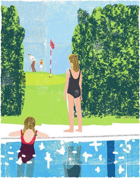 Tatsuro Kiuchi : Golf Illustrations Tatsuro Kiuchi, Golf Painting, Posca Art, Indie Art, Diagram Architecture, Landscape Illustration, Japan Art, Art Website, Swimmers