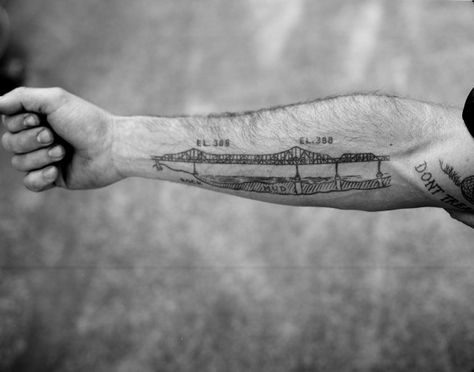 PHOTOGRAPHY of Max Schaff : SCOTT POMMIER Marine Engineer Tattoo, Bridge Tattoo, Tatuagem Masculina Pequena, Tattoo Templates, Original Tattoos, Tattoo Lettering Fonts, Cool Tattoos For Guys, Architecture Tattoo, Japanese Tattoo Art