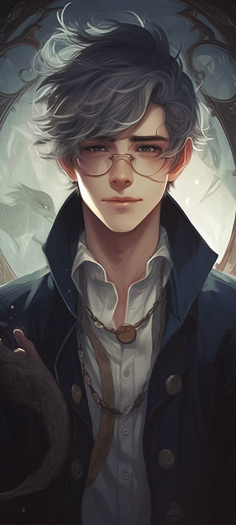 Time Wizard Art, Dhampir Dnd Art, Goth Wizard Dnd, Wizard Male Character Design, Middle Aged Wizard, Dnd Young Wizard, Magic Student Character Design, Young Male Character Design, Wizard Dnd Aesthetic