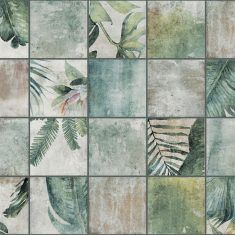 Plant Tiles Bathroom, Palm Tiles Bathroom, Palm Tree Tiles Bathroom, Amazonia Emerald Tropic Tile, Restaurant Tiles, Tropical Tile, Bar Tile, Flower Tile, Hotel Room Design