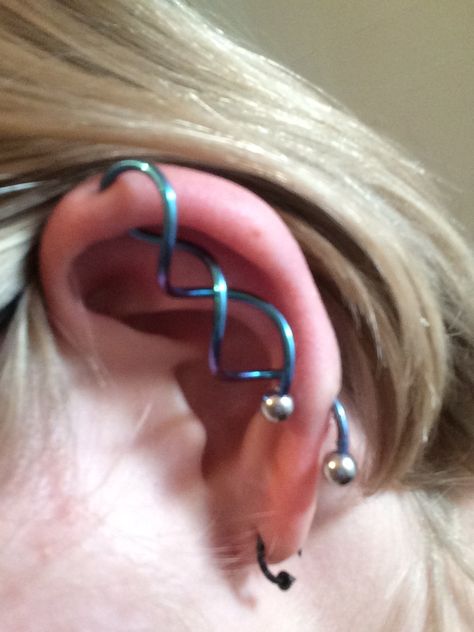 My spiral industrial Industrial Jewelry, Tattoos And Piercings, Piercings, Tattoos