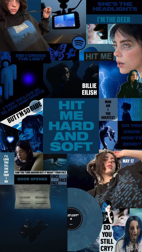 BE3 - HIT ME HARD AND SOFT #billie #billieeilish #eilish #BE3 #blue #true blue #hitme #hitmehardandsoft #hardandsoft Pretty Wallpapers Tumblr, Soft Wallpaper, Dessin Adorable, Music Wallpaper, True Blue, The Villain, Blue Wallpapers, Music Poster, Billie Eilish