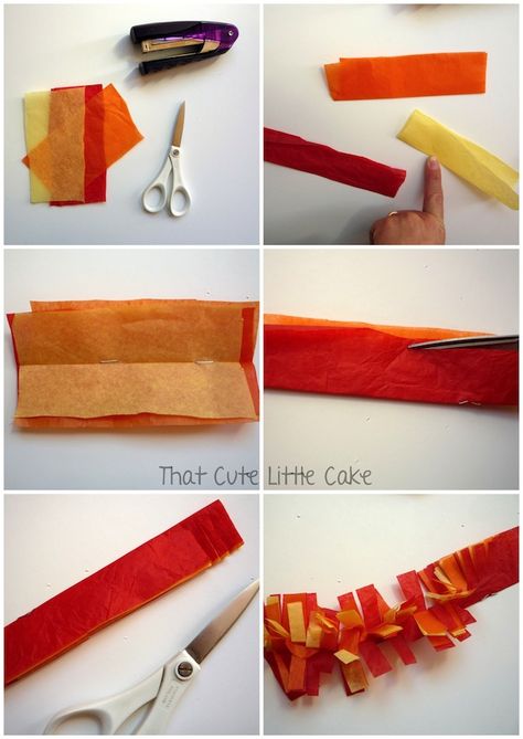 {Craft} How to make tissue paper fire | That Cute Little Cake Fire Truck Party Activities, Fire Truck Bulletin Board, Tissue Paper Fire, Fire Party Ideas, Fireman Sam Birthday Party, Mens Shower, Fire Truck Birthday Party, Fire Engine Party, Paper Fire