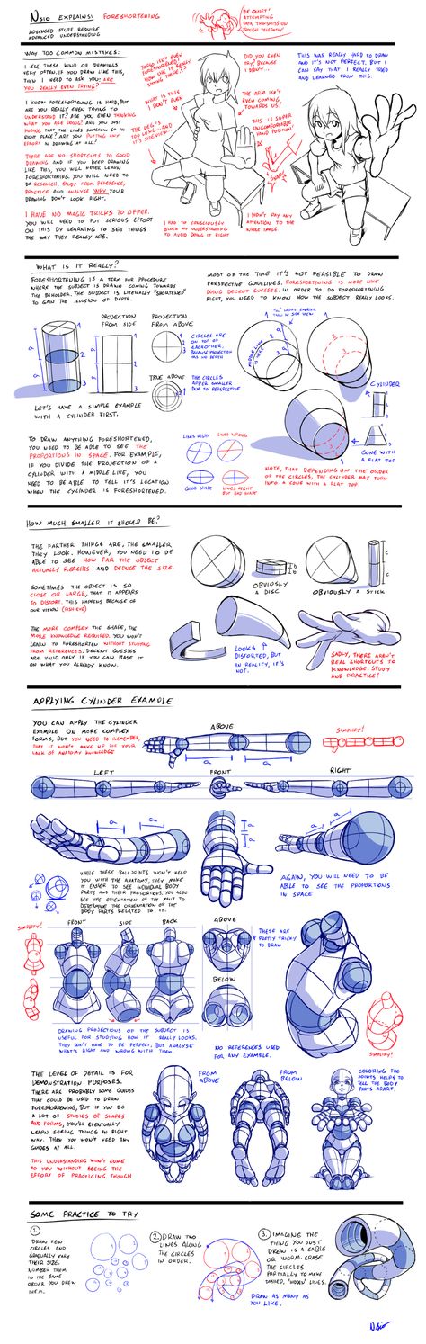 Nsio explains: Foreshortening by Nsio on DeviantArt Realistic Tutorial, Drawing Realistic, Manga Tutorial, Anatomy Tutorial, Perspective Drawing, Art Instructions, The Human Body, Drawing Skills, Drawing Lessons