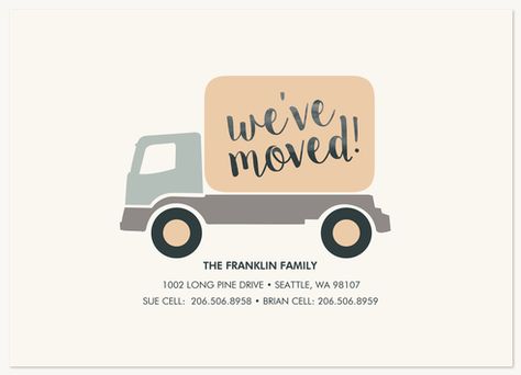 Moving Truck - simplytoimpress.com Photography Release Form, Twin Birth Announcements, Moving Announcement Postcard, Moving Cards, Moving Announcement, Moving Truck, Birth Announcement Boy, Bar Mitzvah Invitations, Birth Announcement Girl