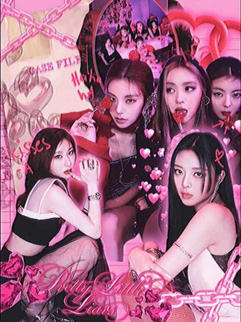 Itzy Pink Aesthetic Group, Itzy Y2k, Pink Cybercore, Itzy Pink, Itzy Poster, Edit Poster, Ryujin Yuna, Y2k Posters, Yuna Itzy