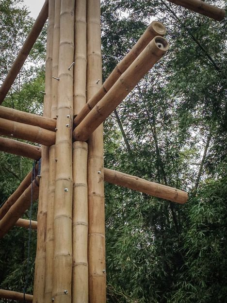 Low-cost house by Enrique Mora Alvarado built using rainforest wood and bamboo Selamat Hari Valentine, Diy Bamboo, Bamboo Building, Bamboo House Design, Bamboo Structure, Bamboo Decor, Bamboo Architecture, Bamboo Construction, Bamboo Poles