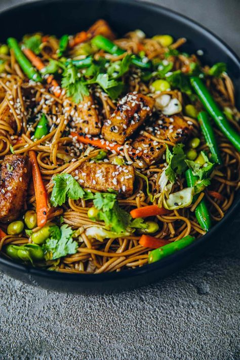 Teriyaki Dressing, Soba Noodles Recipe, Soba Noodle Salad, Tofu Noodles, Soba Noodles Salad, Teriyaki Tofu, Soba Noodle, Tofu Salad, Vegan Tofu