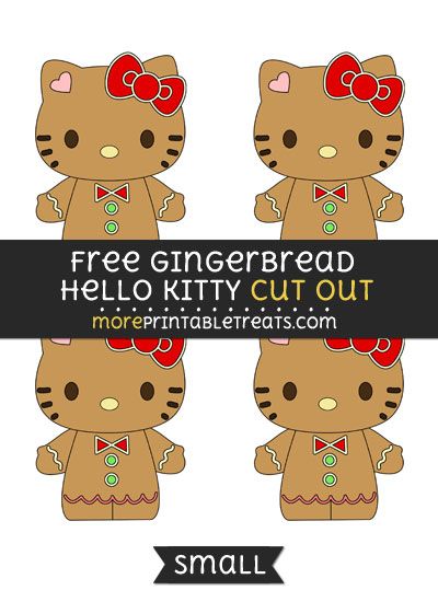 Free Gingerbread Hello Kitty Cut Out - Small Size Printable Gingerbread Hello Kitty, Hello Kitty Ornaments Diy, Hello Kitty Cricut Projects, Sanrio Xmas, Hello Kitty Ornaments, Sanrio Cookies, Hello Kitty Xmas, Christmas Cut Outs, Hello Kitty Gingerbread