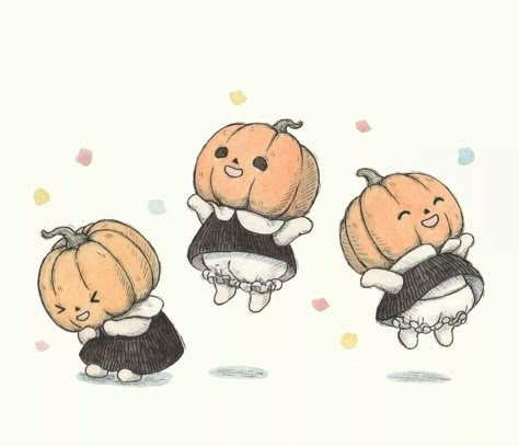 Chibi Halloween Drawings, Pumpkin Character, World Watercolor, Chibi Sketch, Happy Pumpkin, Halloween Illustration, Halloween Drawings, Sketchbook Ideas, Art Halloween