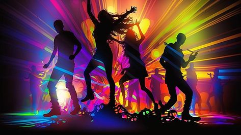 Party Background Wallpapers, Dancing Background, Neon Light Background, Shadow Character, Neon Dance, Horizontal Background, Character Male, Party Dress Night, Dance Background