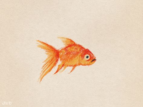 Goldfish Drawing Simple, Fine Line Goldfish Tattoo, Simple Goldfish Drawing, Orange Fish Drawing, How To Draw A Goldfish, Pretty Fish Drawing, Goldfish Drawing Easy, Fish Drawing Aesthetic, Goldfish Tattoo Simple