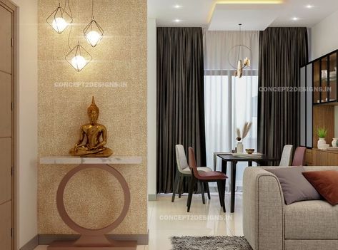 foyer, buddha statue, textured wall, pendant lighting, beauty, style Buddha Wall Decor Interior Design, Foyer Interior Design, Luxury Foyer, Foyer Interior, House Beautiful Living Rooms, Foyer Design Ideas, Foyer Designs, Buddha Wall Decor, Buddha Home Decor